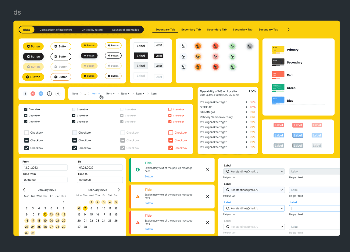 Smart Digit Design System component library board
